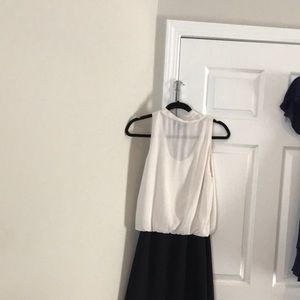One piece dress, chiffon top black skirt